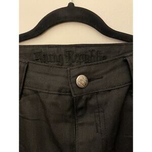 Young Republic Men's Black Straight Jeans Cotton Polyester Denim Logo Zipper